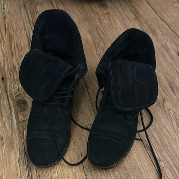 Vintage- Carolina Herrera- Suede Leather Lace Up Boots- 37 - Picture 3 of 10